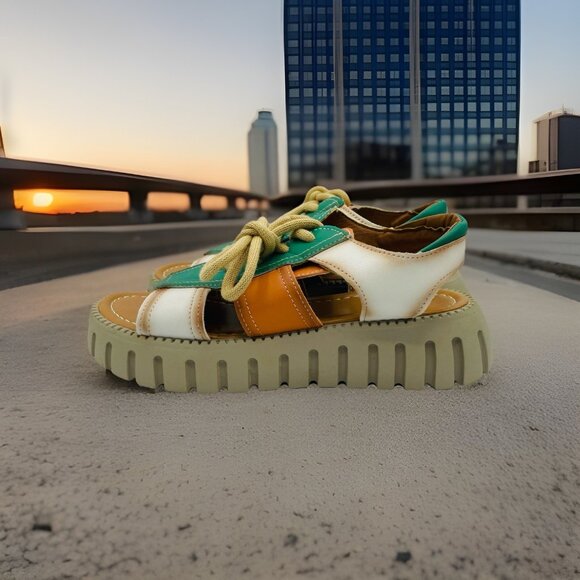 Cooer Shoes Womens Size 8-8.5 EU39 Lace Sandal Platform Chunky Heel Y2K Huarache - Picture 2 of 12